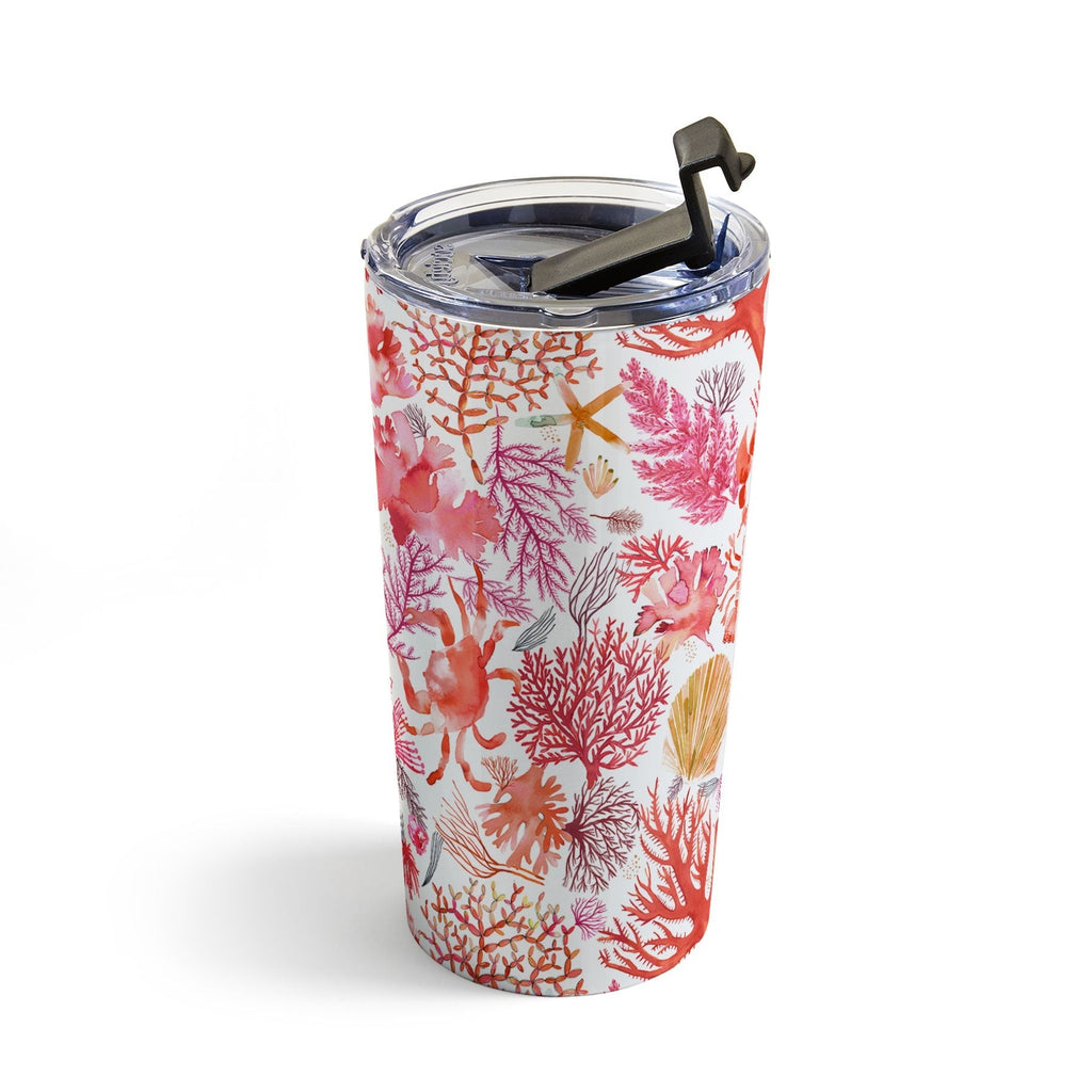 Ninola Design Botanic Retreat Coral Reef Crab Lobster Red Travel Mug