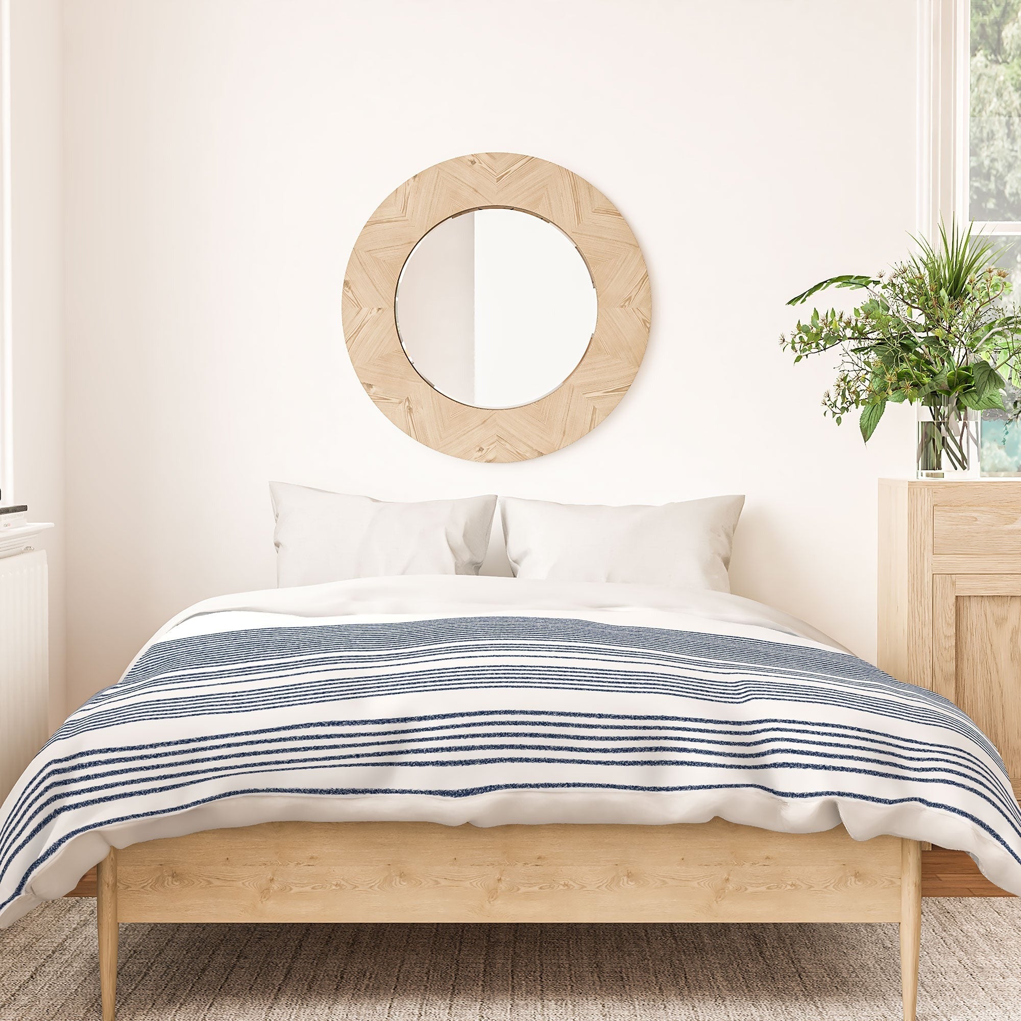 Kierkegaard Design Studio organic stripes naut navy blue and white Duvet Cover