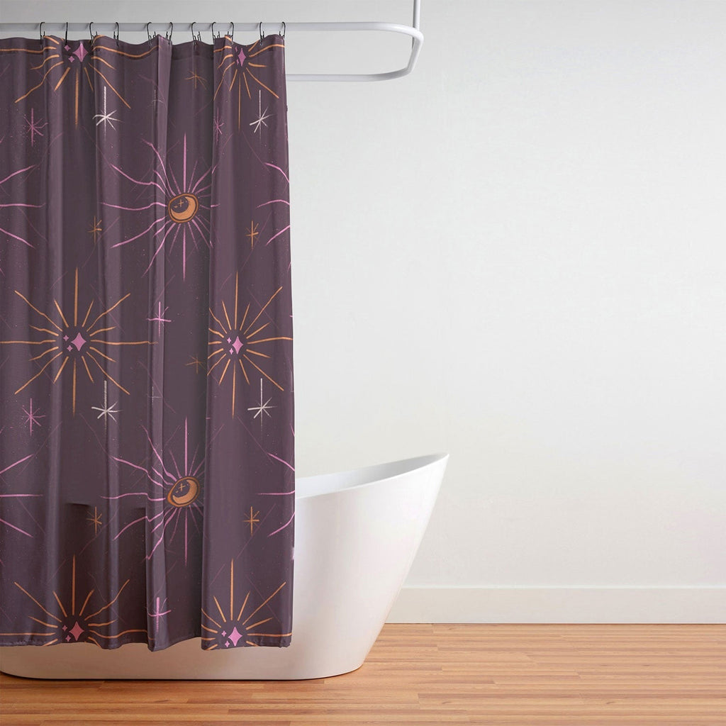 Little Om Pattern Little Moon plum Shower Curtain