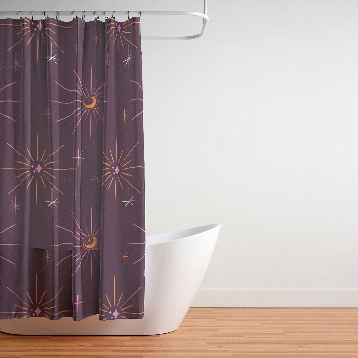 Little Om Pattern Little Moon plum Shower Curtain