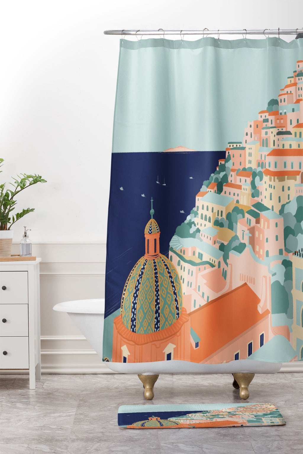 Valeria Frustaci Positano in Italy Memory Foam Bath Mat