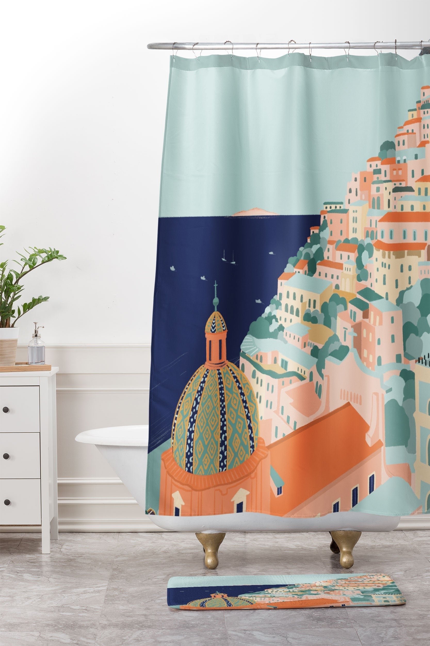 Valeria Frustaci Positano in Italy Memory Foam Bath Mat