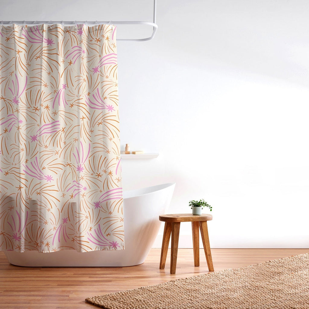Little Om Pattern Shooting Stars cream Shower Curtain