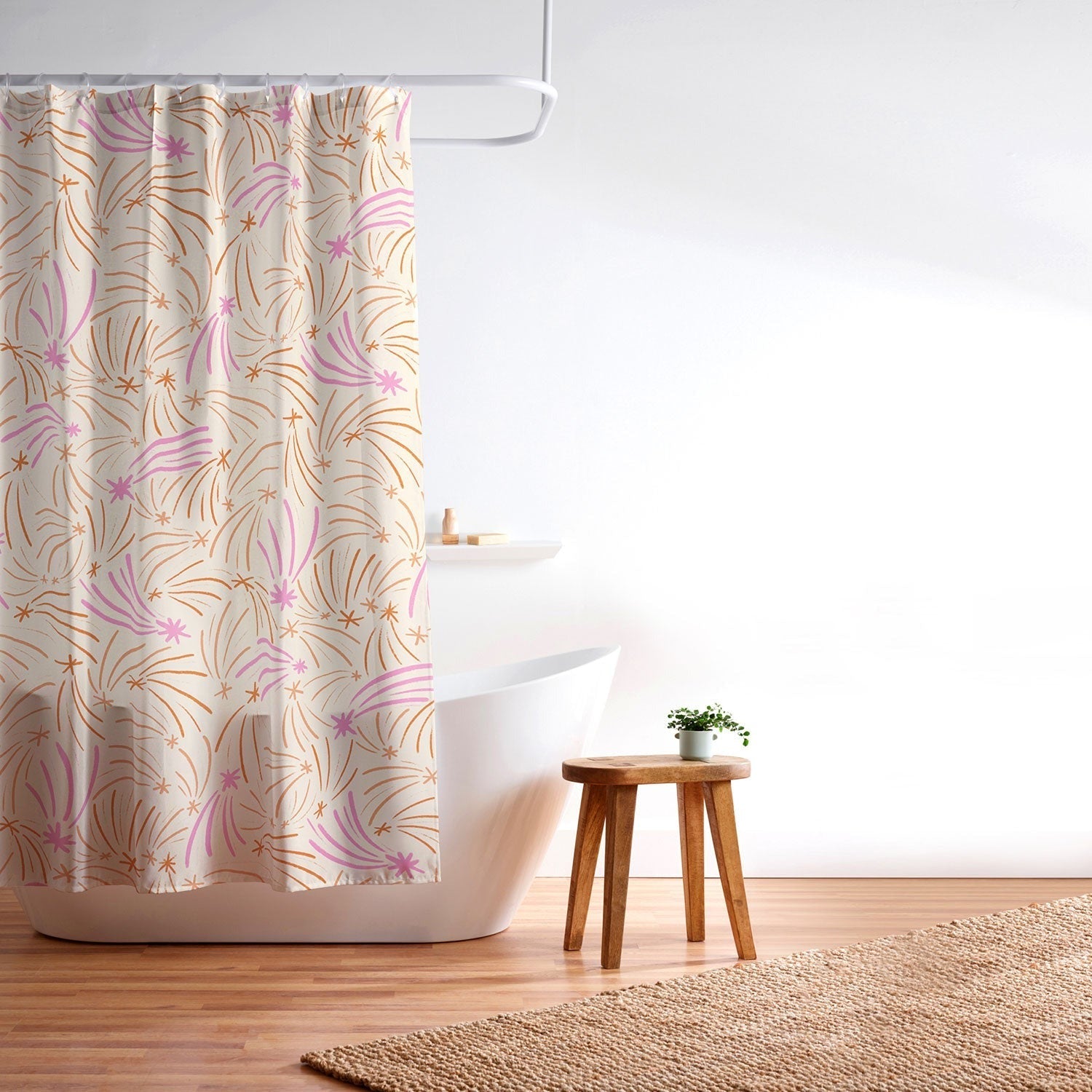 Little Om Pattern Shooting Stars cream Shower Curtain