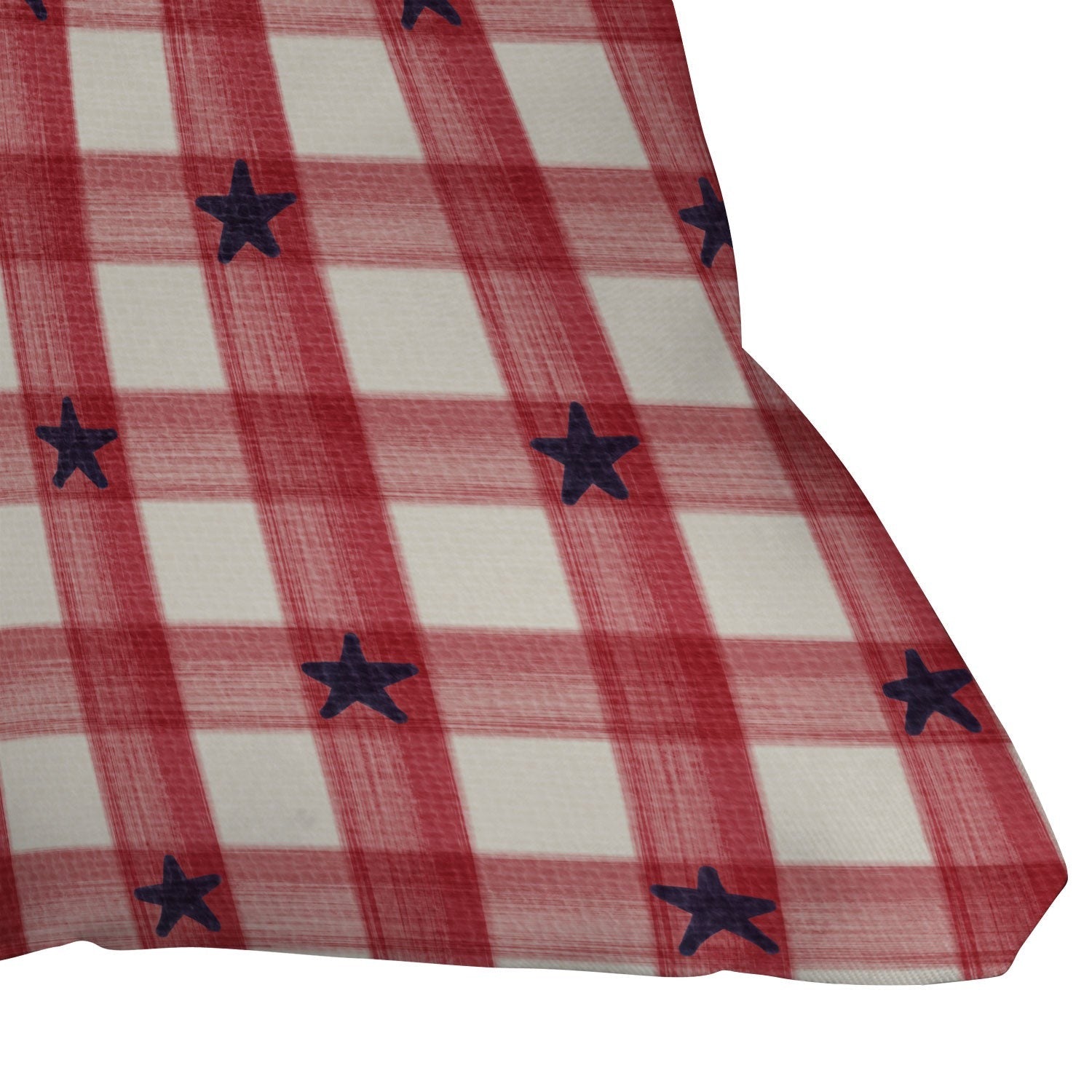 DENY Designs Red Gingham plus Stars Outdoor Throw Pillow