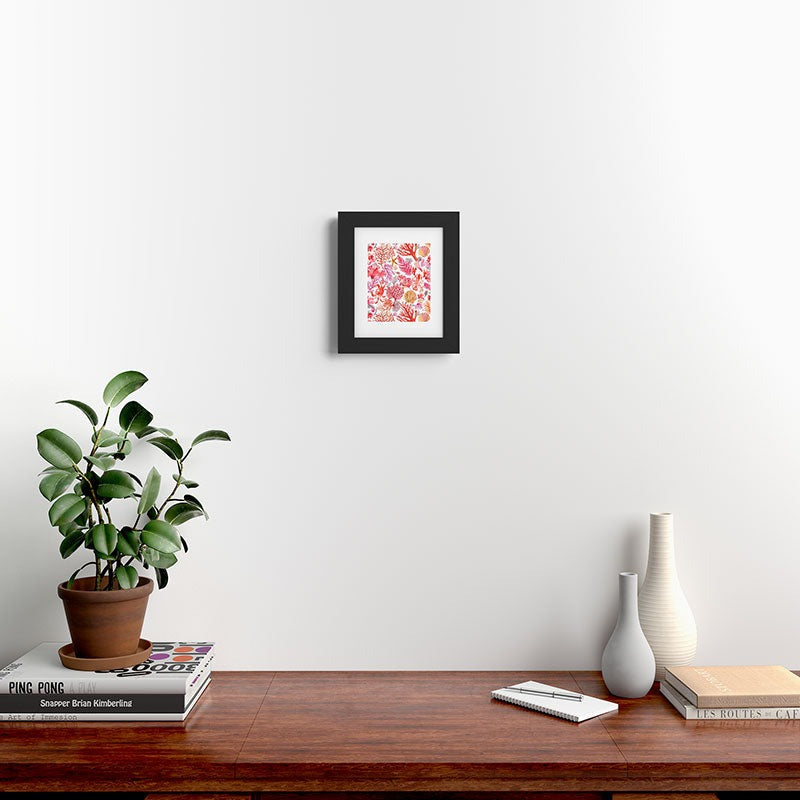 Ninola Design Botanic Retreat Coral Reef Crab Lobster Red Framed Art Print