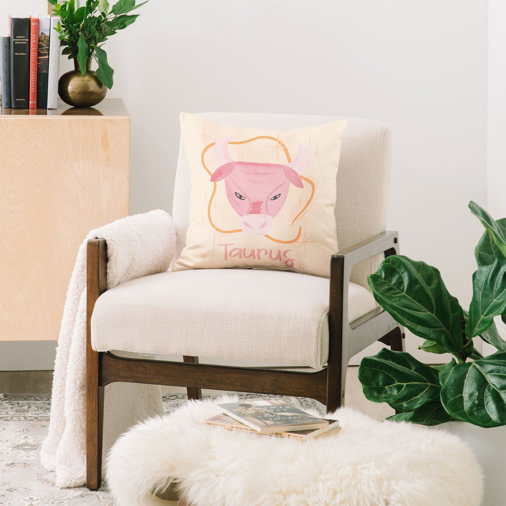 Little Om Zodiac Sign Taurus Throw Pillow