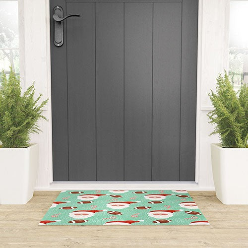 Design by Spark Sporty Football Santa Holiday Welcome Mat