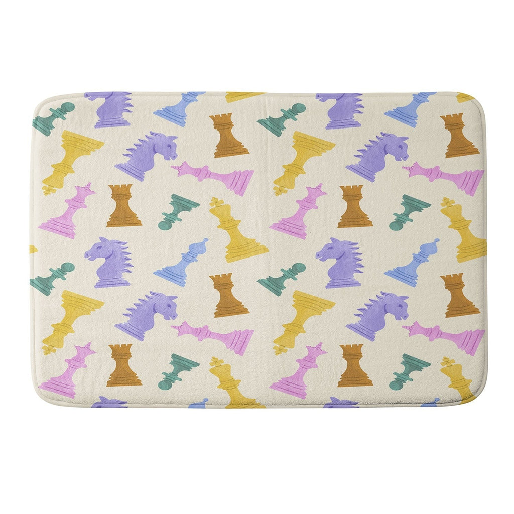 Design by Spark Chess Game Pieces Memory Foam Bath Mat