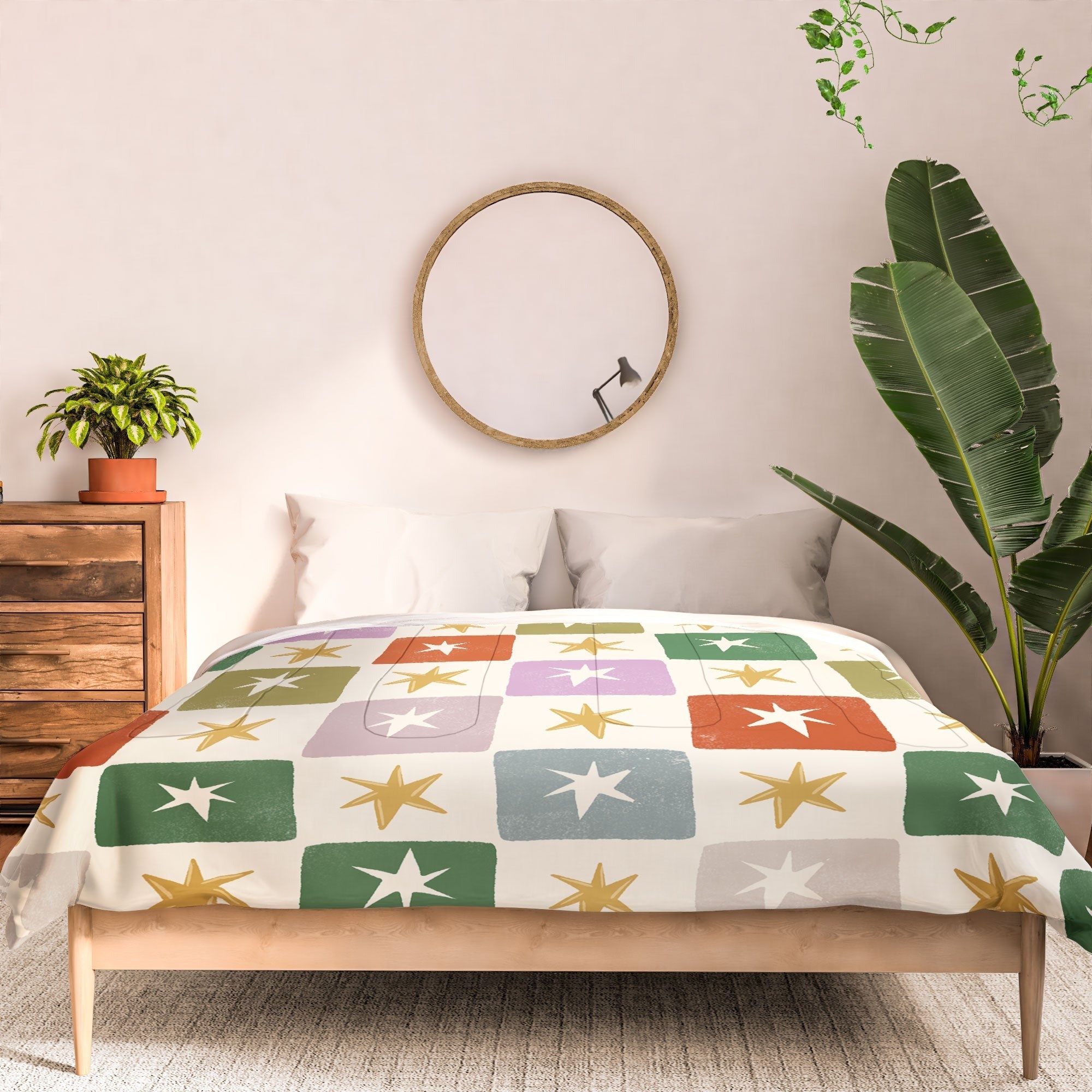 LouBruzzoni Retro Star Block Pattern Comforter