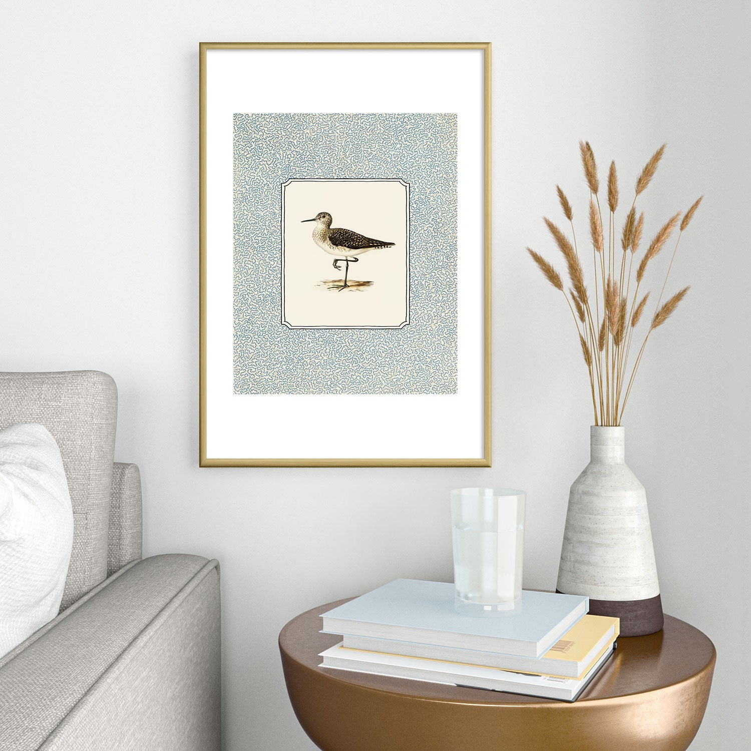 Oh Fine! Art Balancing Sandpiper Metal Framed Art Print