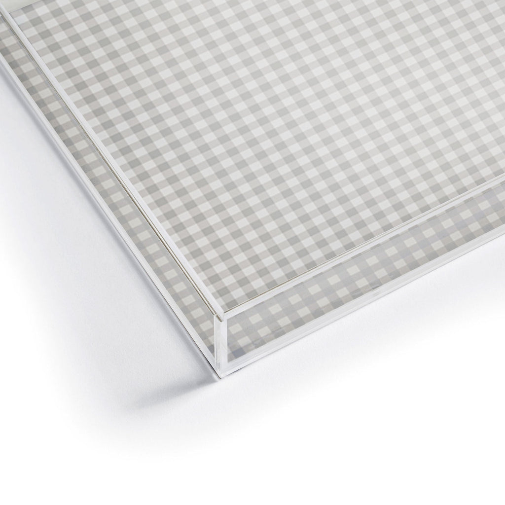 Colour Poems Gingham Plaid Pattern Cloud White Acrylic Tray