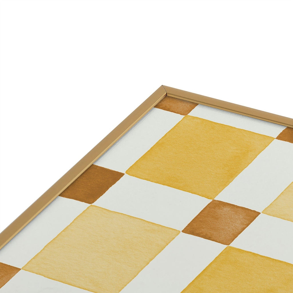 Ninola Design Everyday Artifact Checker Mosaic Tiles Geometry Yellow Square Metal Framed Art Print