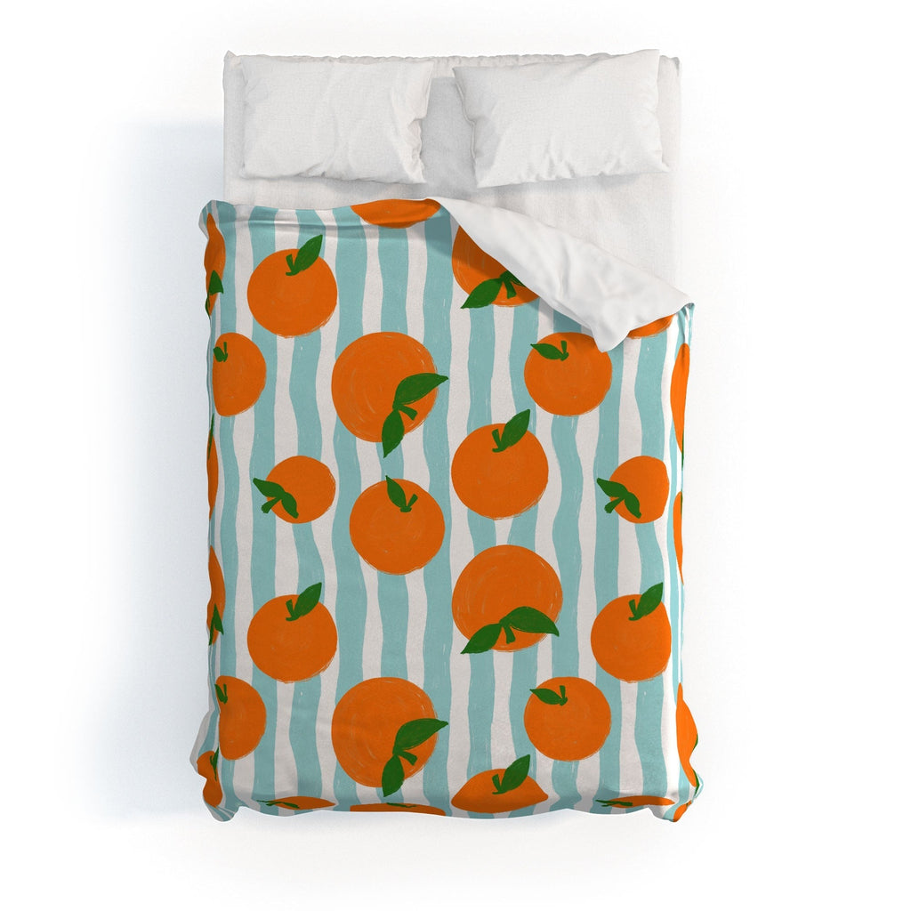Design by Spark Zesty Oranges and Stripes Duvet Cover