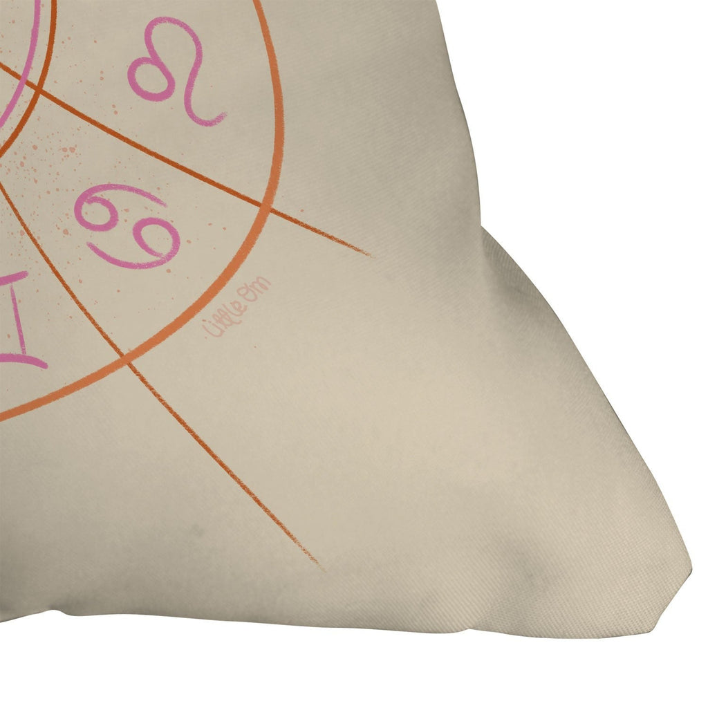 Little Om Zodiac Signs cream Outdoor Throw Pillow