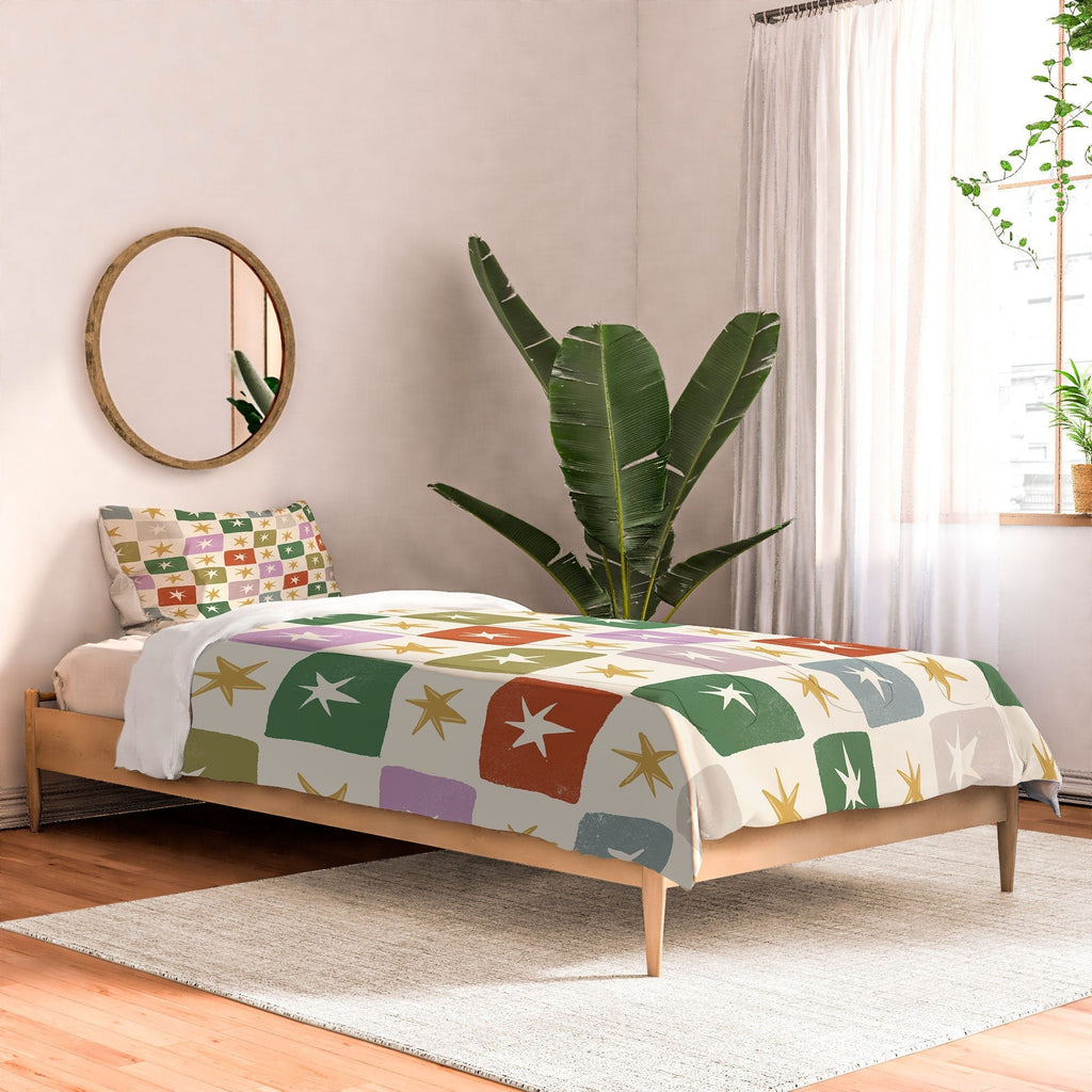 LouBruzzoni Retro Star Block Pattern Comforter