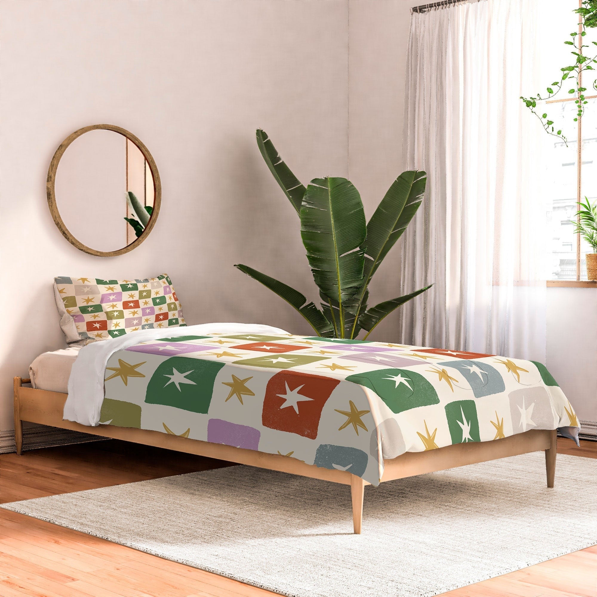 LouBruzzoni Retro Star Block Pattern Comforter