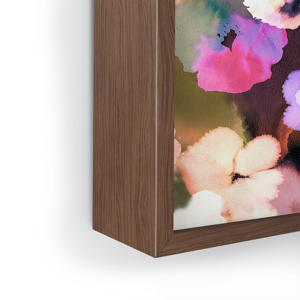 Ninola Design Botanic Retreat Ombre Abstract Watercolor Flowers Pink gold Framed Mini Art Print