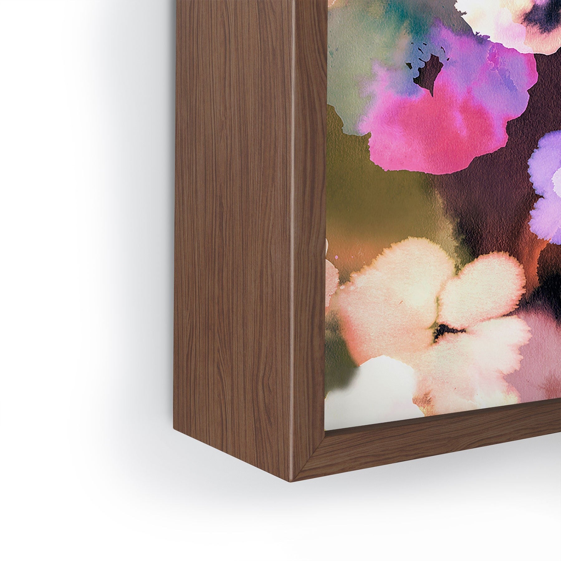 Ninola Design Botanic Retreat Ombre Abstract Watercolor Flowers Pink gold Framed Mini Art Print