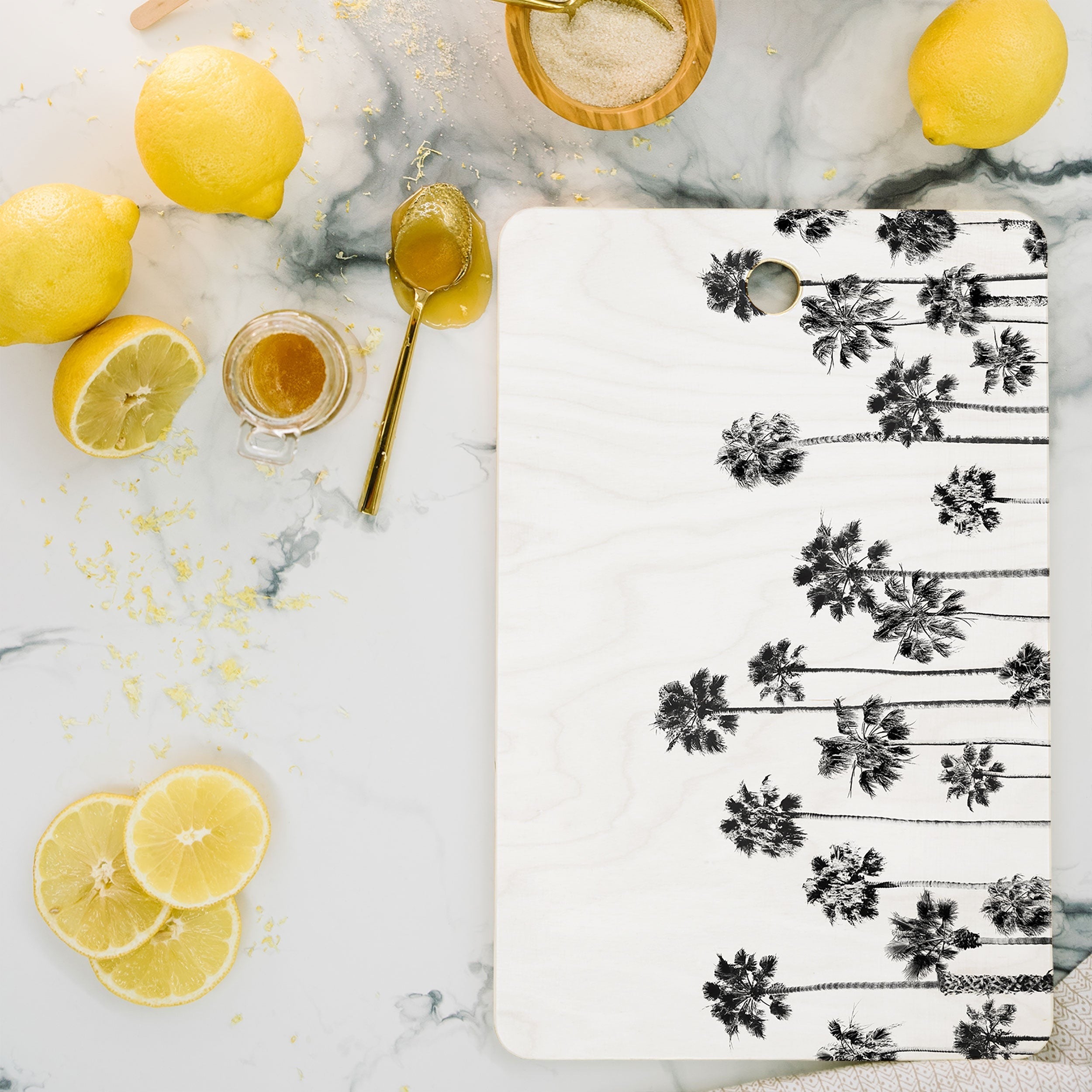 Gal Design Black And White Palms Cutting Board Rectangle