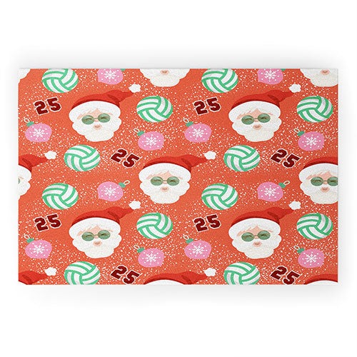 Design by Spark Sporty Volleyball Santa Welcome Mat