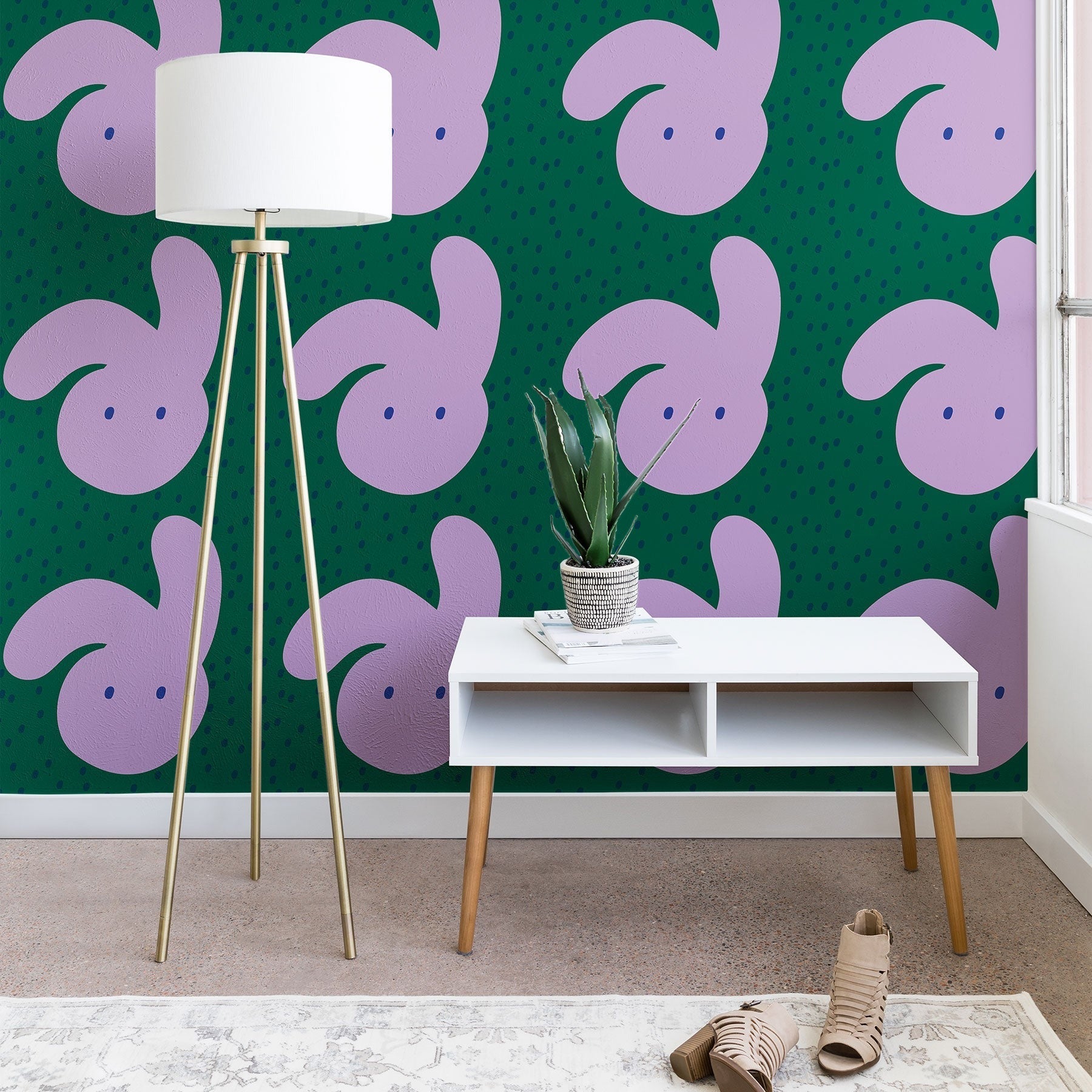 Camilla Foss Pebbles and Rabbit Wallpaper