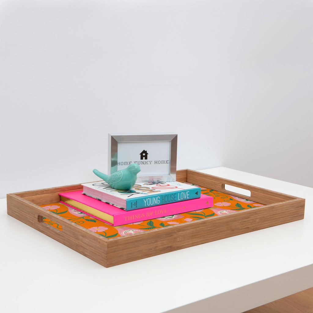 Design by Spark Rose Bubbly And Florals Rectangular Tray
