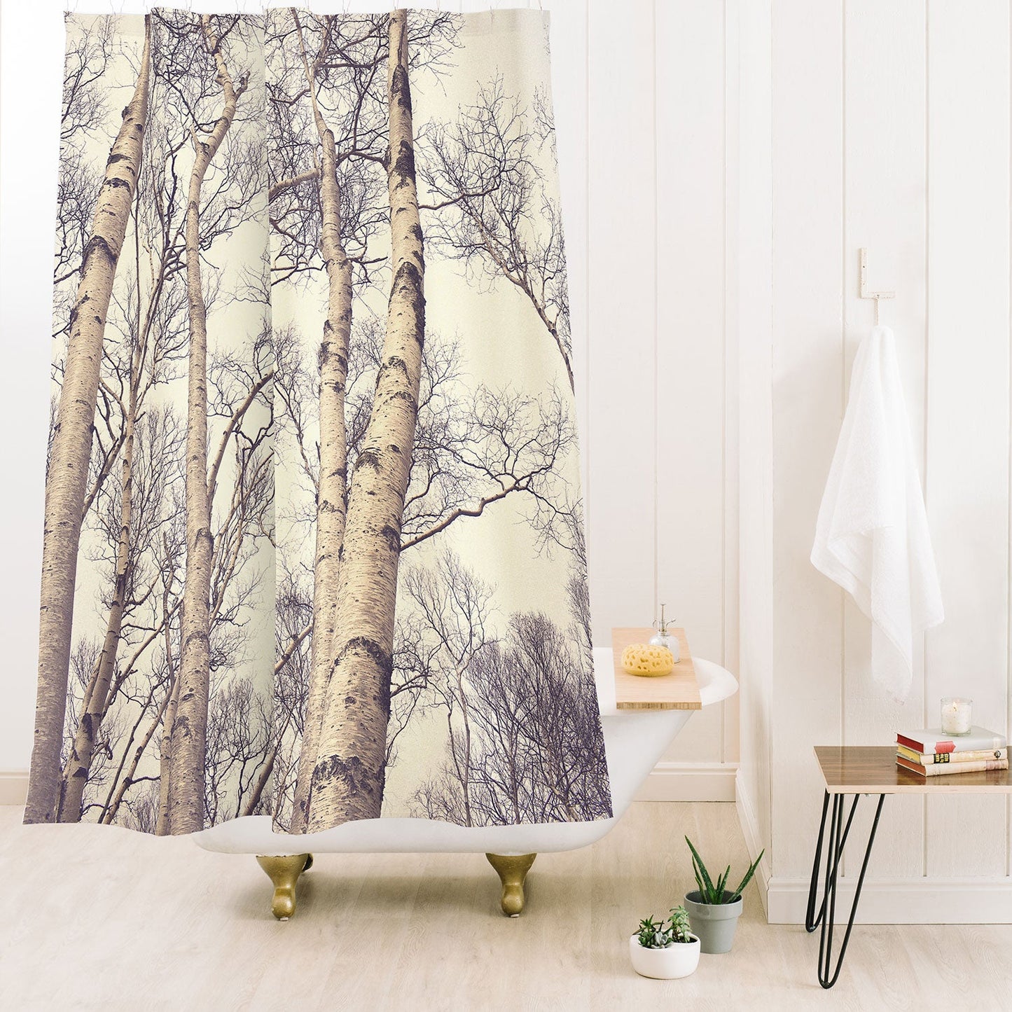 Olivia St Claire Winter Birch Trees Shower Curtain