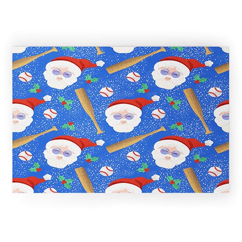 Design by Spark Sporty Baseball Santa Welcome Mat
