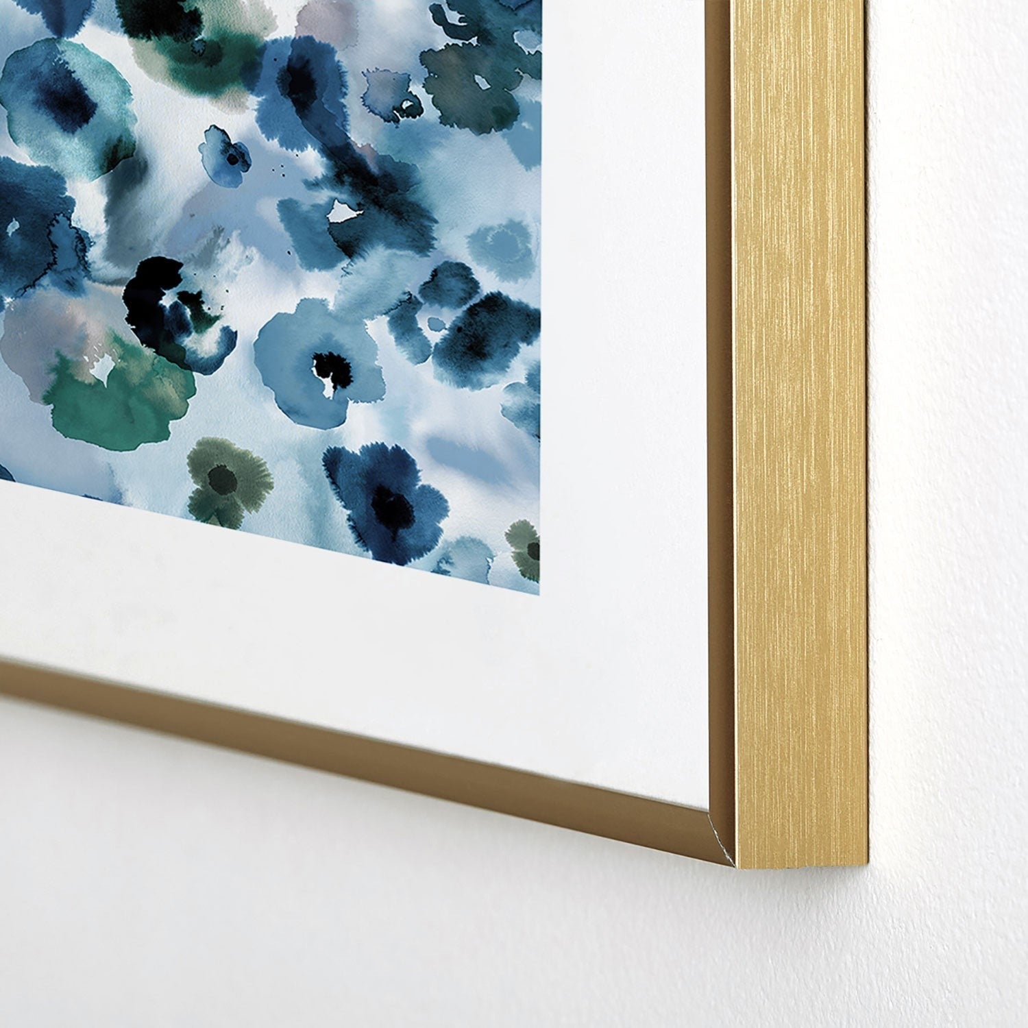 Ninola Design Botanic Retreat Ombre Abstract Watercolor Flowers Blue Navy Metal Framed Art Print