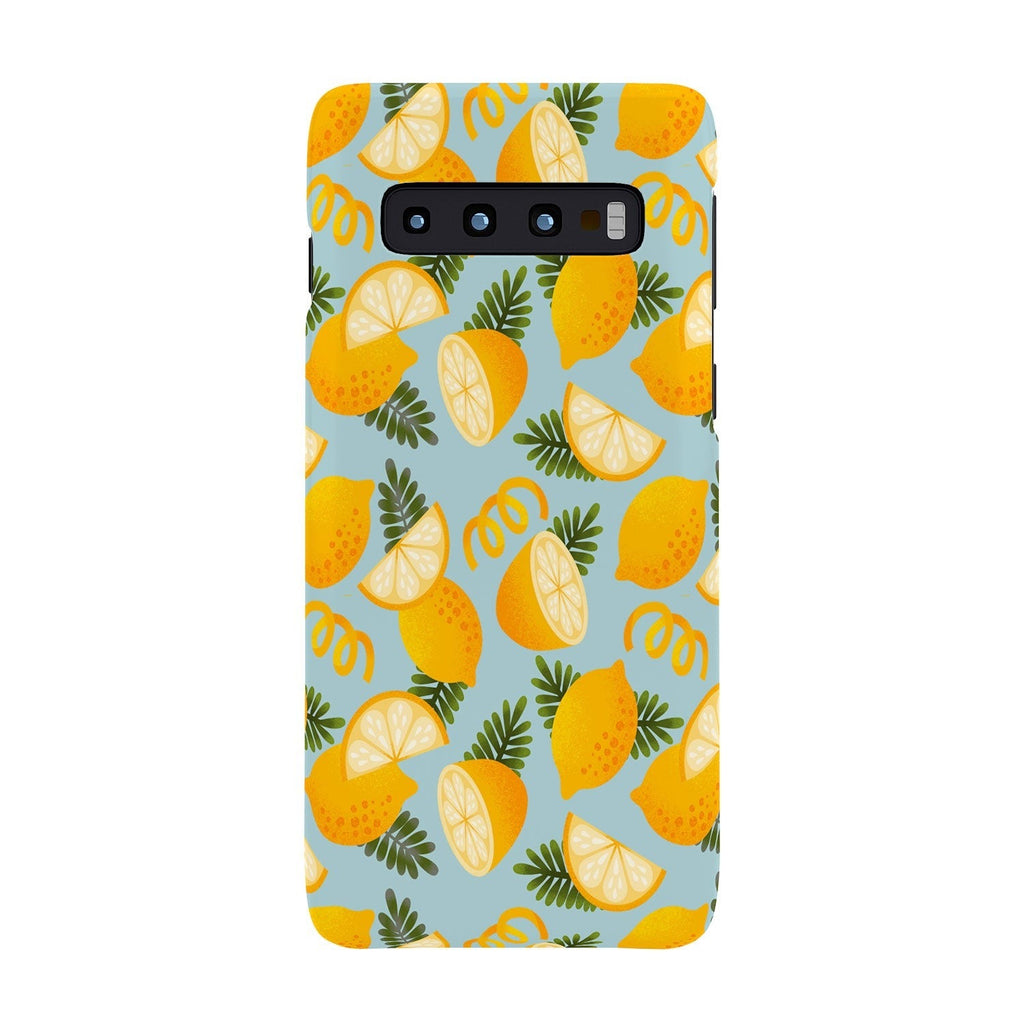 Jessica Molina Lemon Pattern on Sky Blue Phone Case