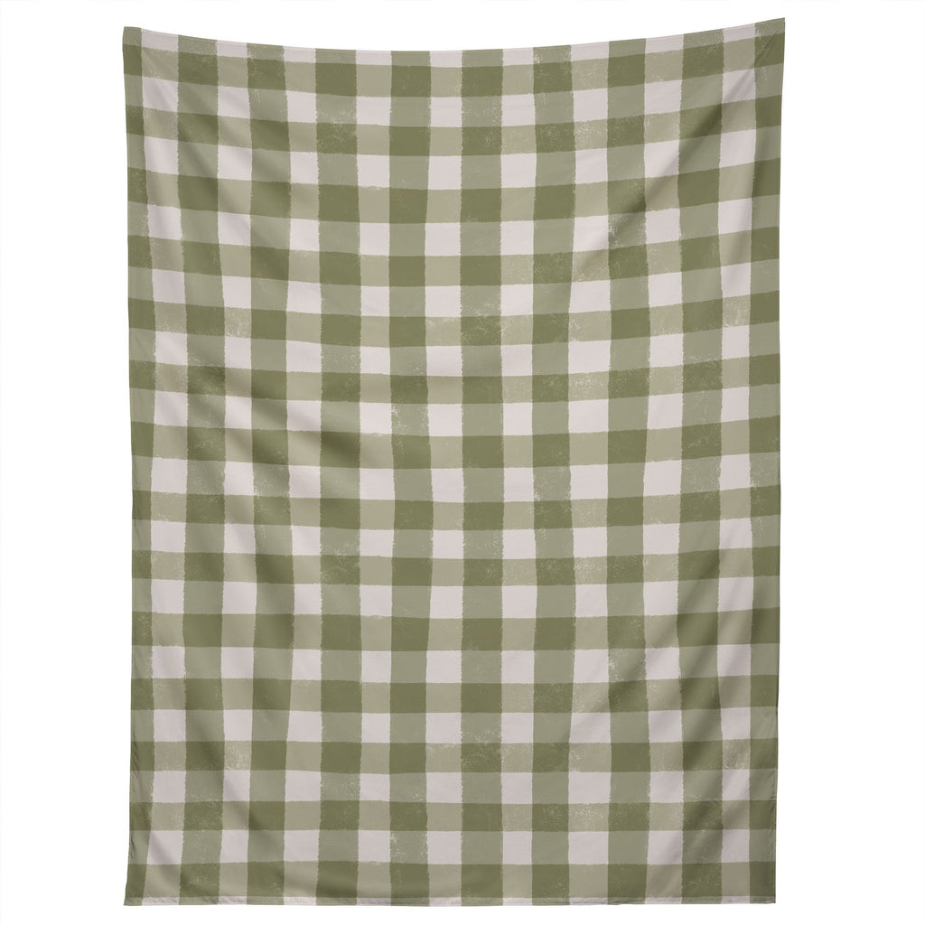 Menina Lisboa Rustic Green Plaid Tapestry