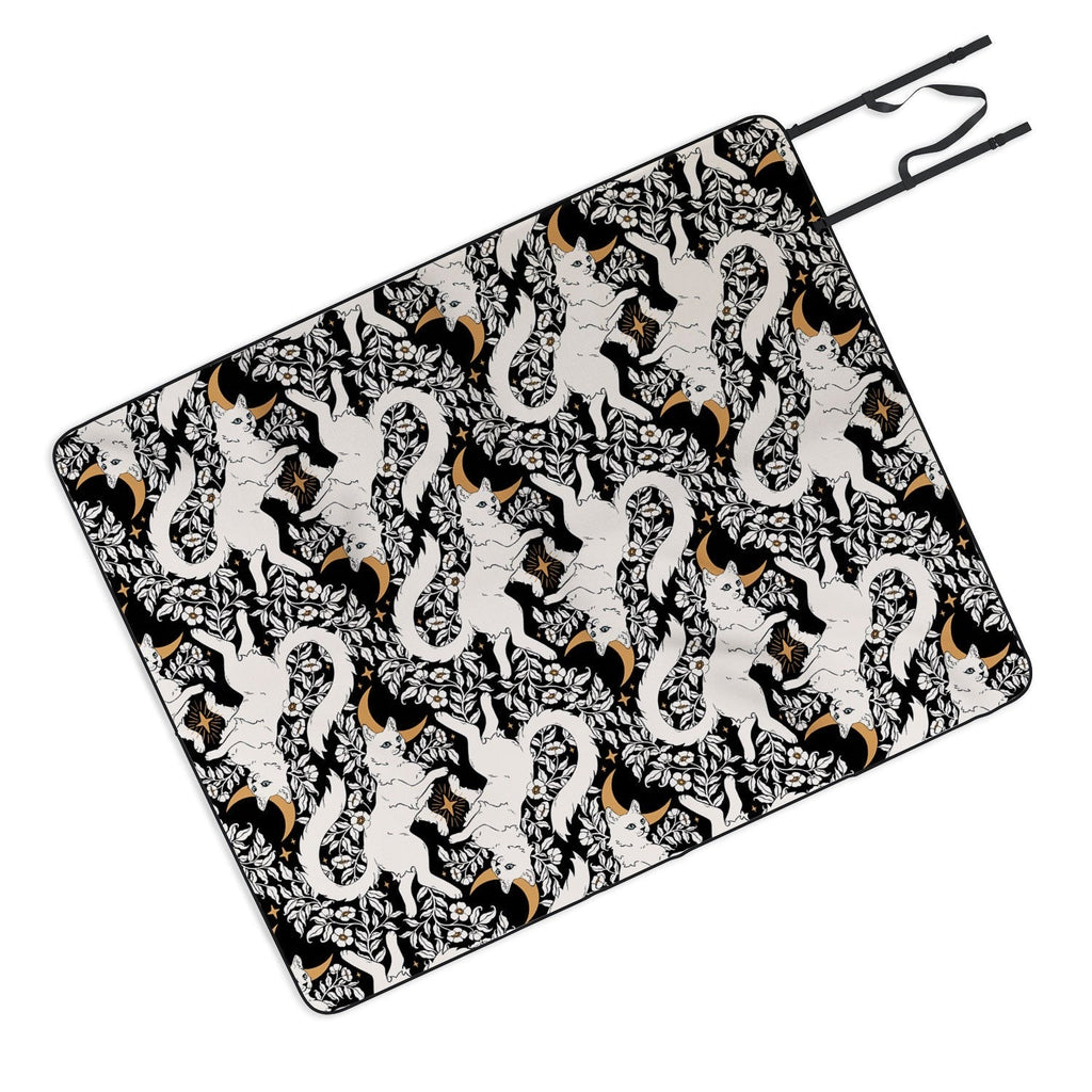 Avenie Celestial Cats Gold Picnic Blanket