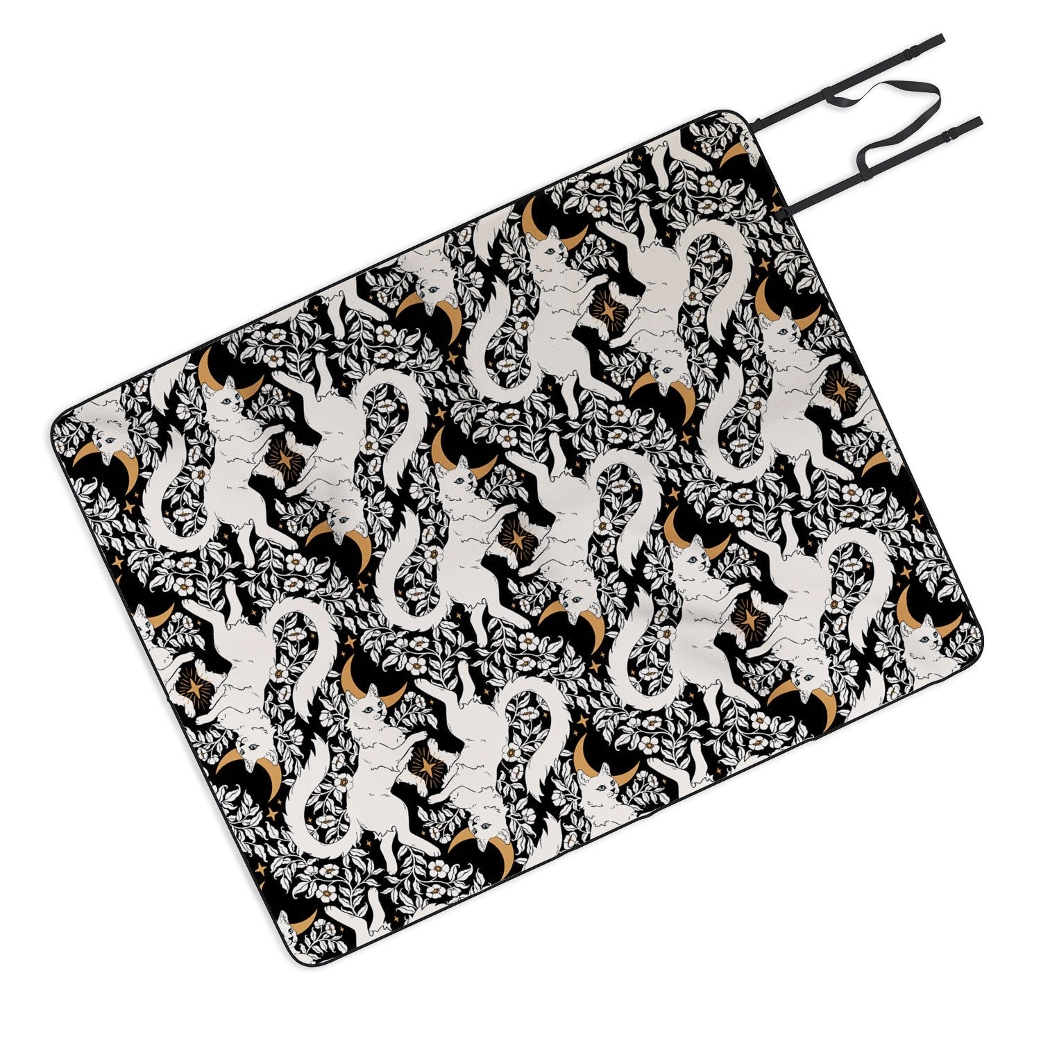 Avenie Celestial Cats Gold Picnic Blanket