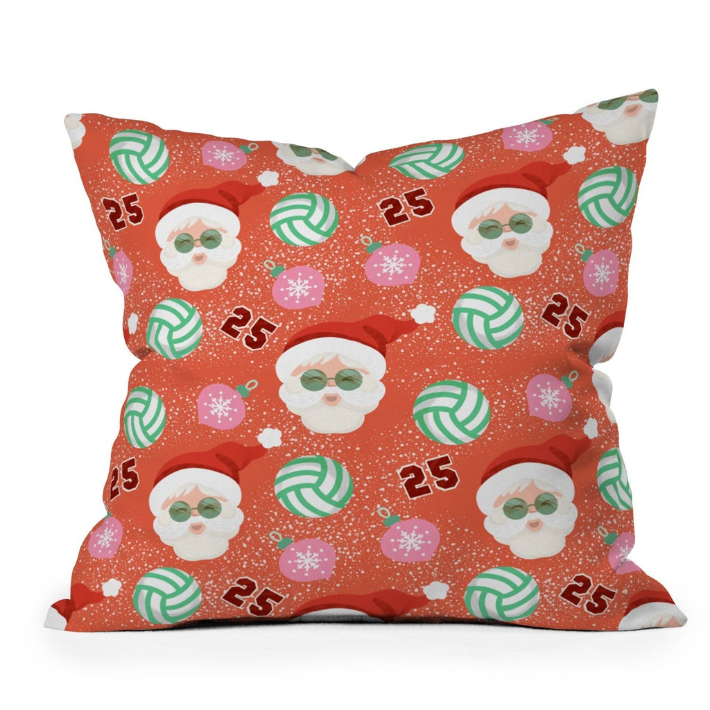 Design by Spark Sporty Volleyball Santa Throw Pillow