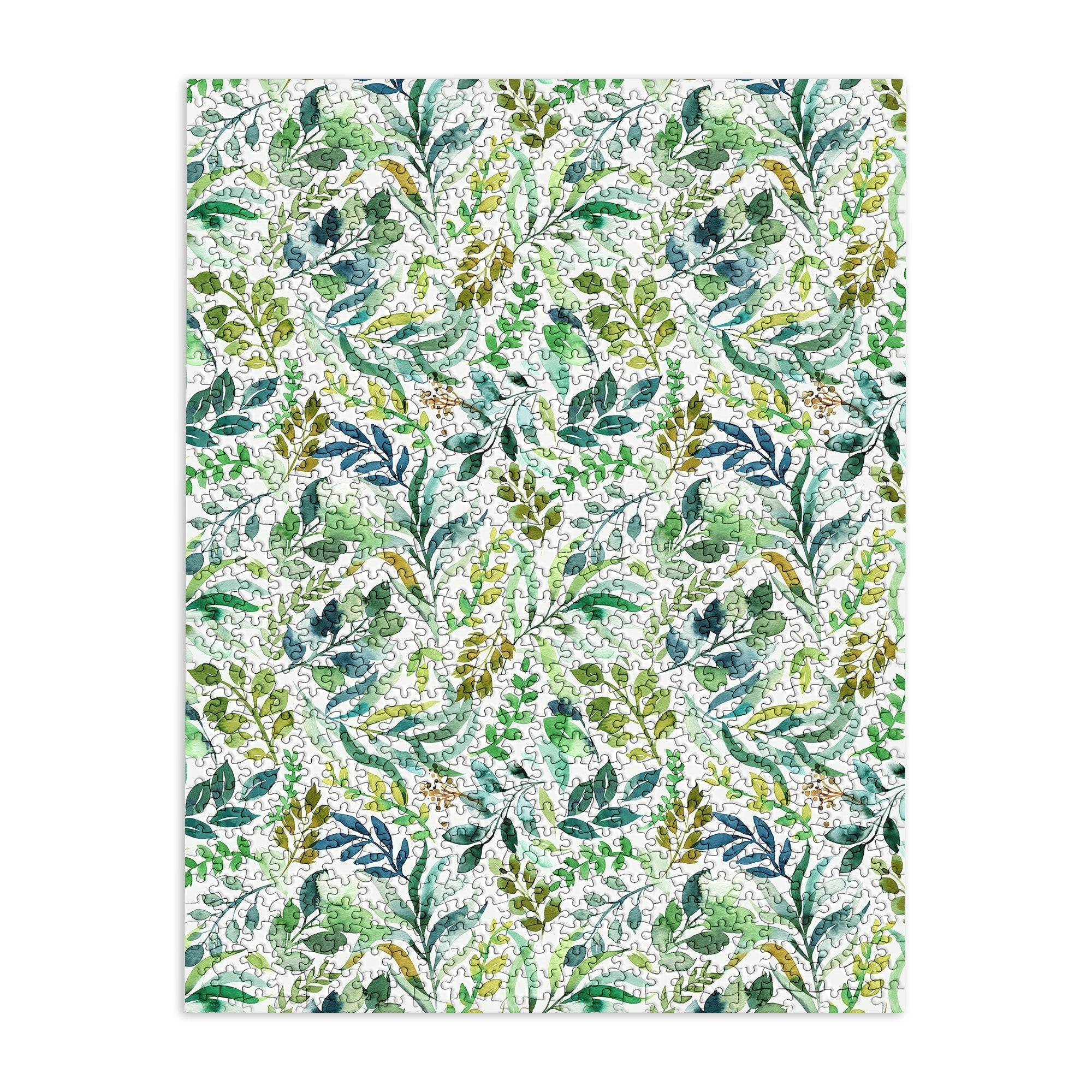 Ninola Design Botanic Retreat Loose Botanical Leaves Watercolor Green Puzzle