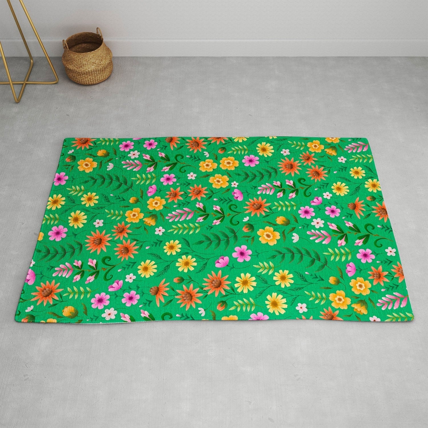 Pimlada Phuapradit Ditsy Spring Floral Green Area Rug