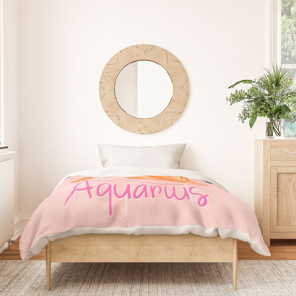 Little Om Zodiac Sign Aquarius Duvet Cover