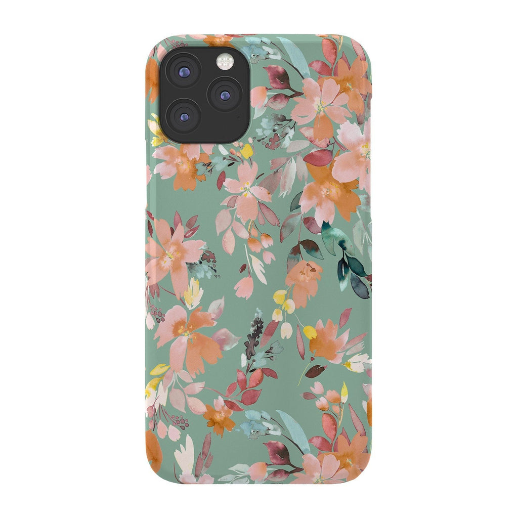 Ninola Design Botanic Retreat Floral Oleander Whimsical Teal Green Phone Case