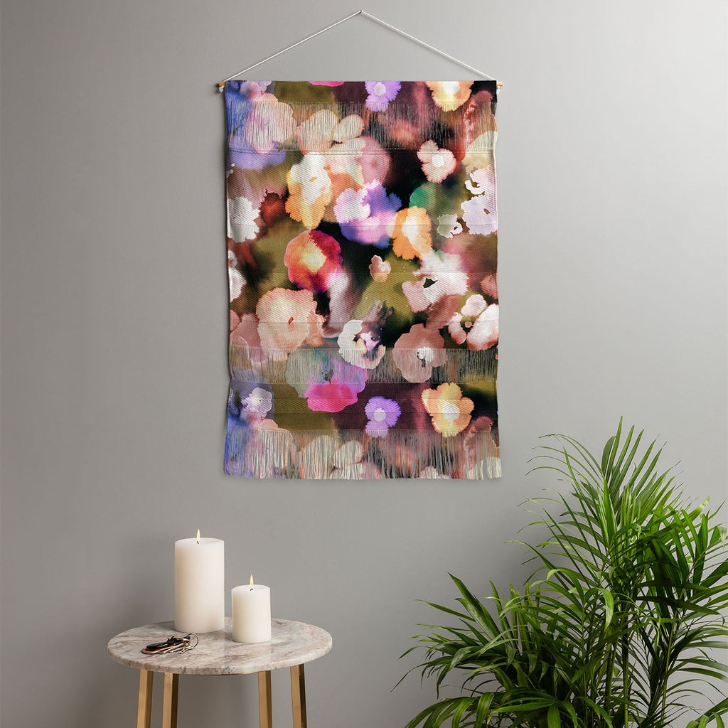 Ninola Design Botanic Retreat Ombre Abstract Watercolor Flowers Pink gold Wall Hanging Portrait