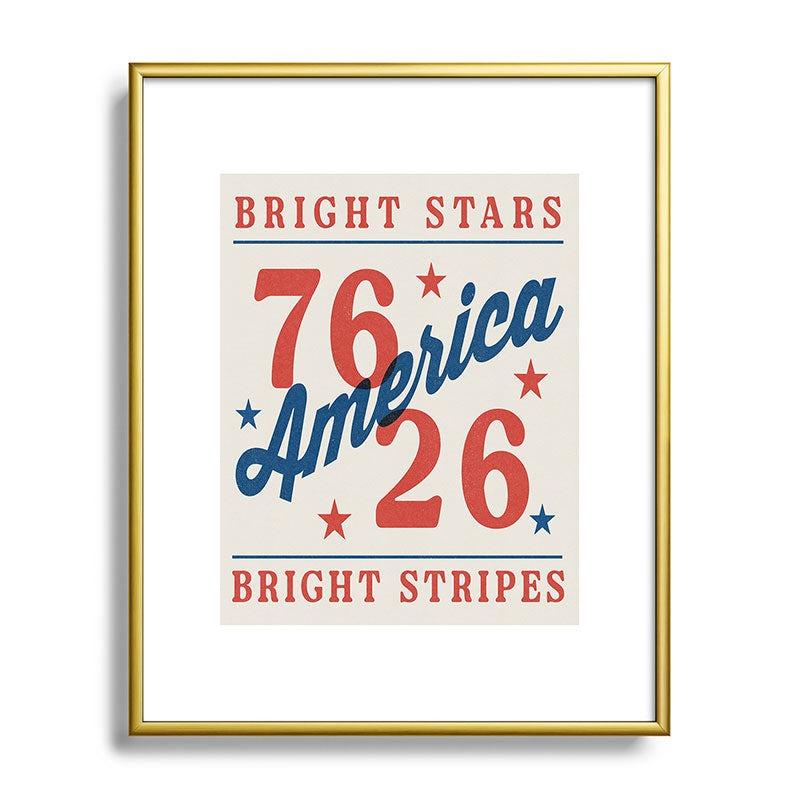 DENY Designs Bright Stars Bright Stripes Metal Framed Art Print