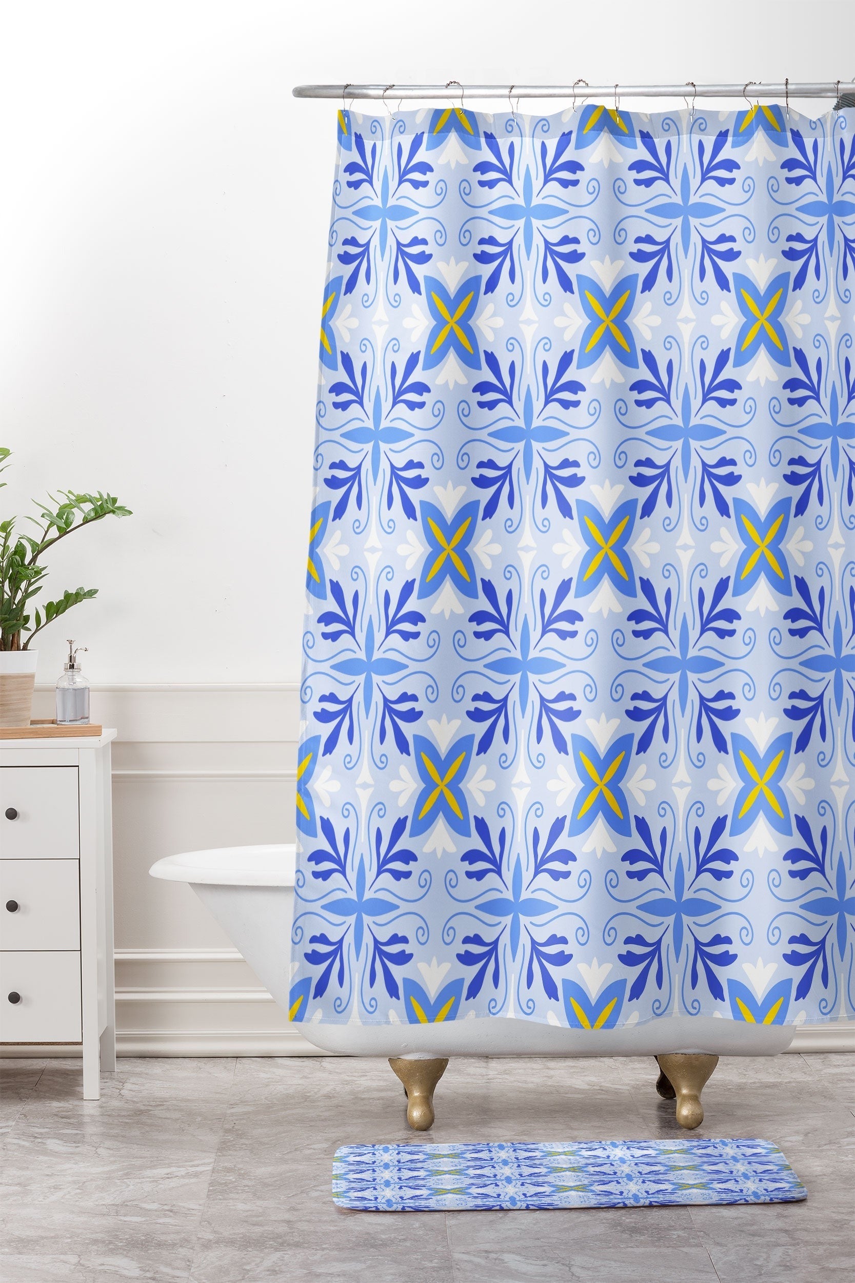 Design by Spark Dolce Vita Flourish Tile Shower Curtain And Mat