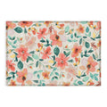Ninola Design Botanic Retreat Tropical Whimsical Flowers Coral Green Outdoor Rug