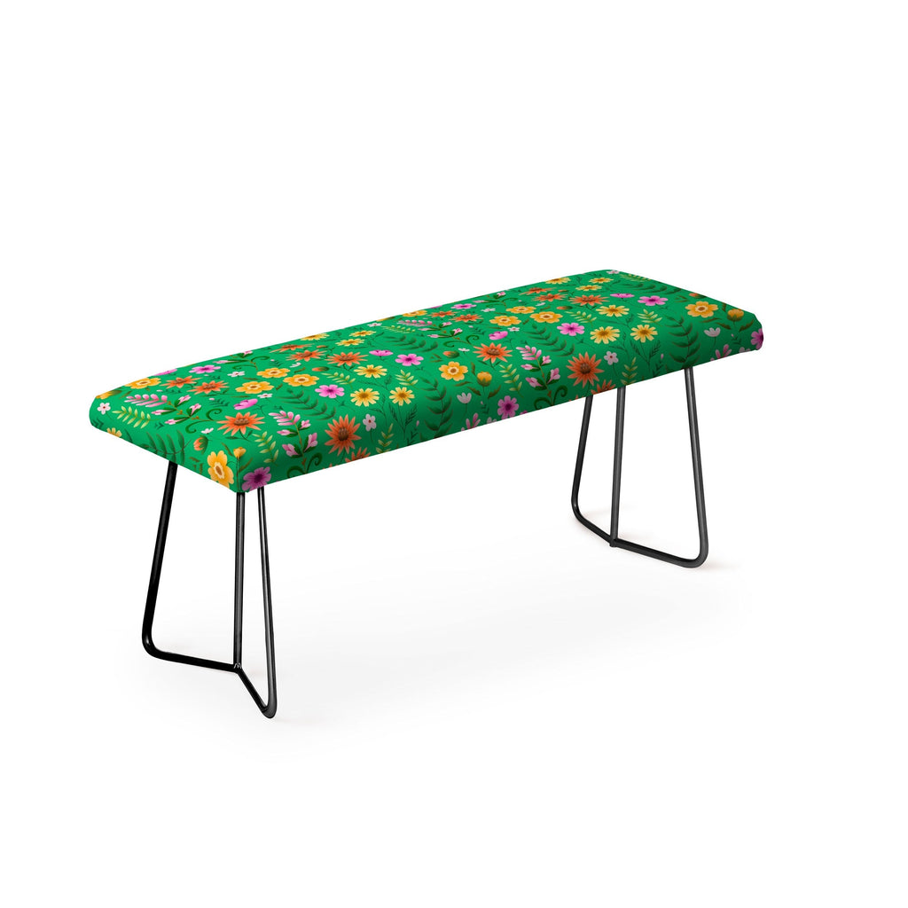 Pimlada Phuapradit Ditsy Spring Floral Green Bench