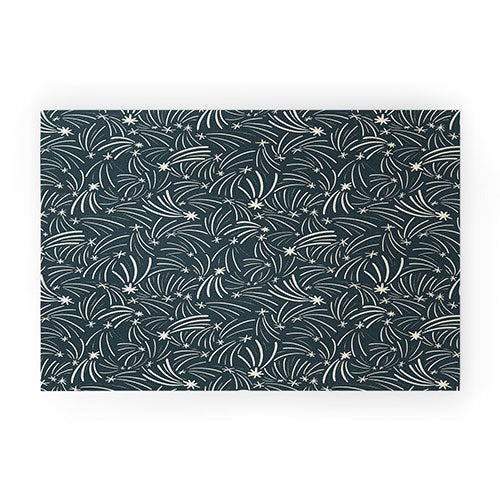 Little Om Pattern Shooting Stars blue Welcome Mat