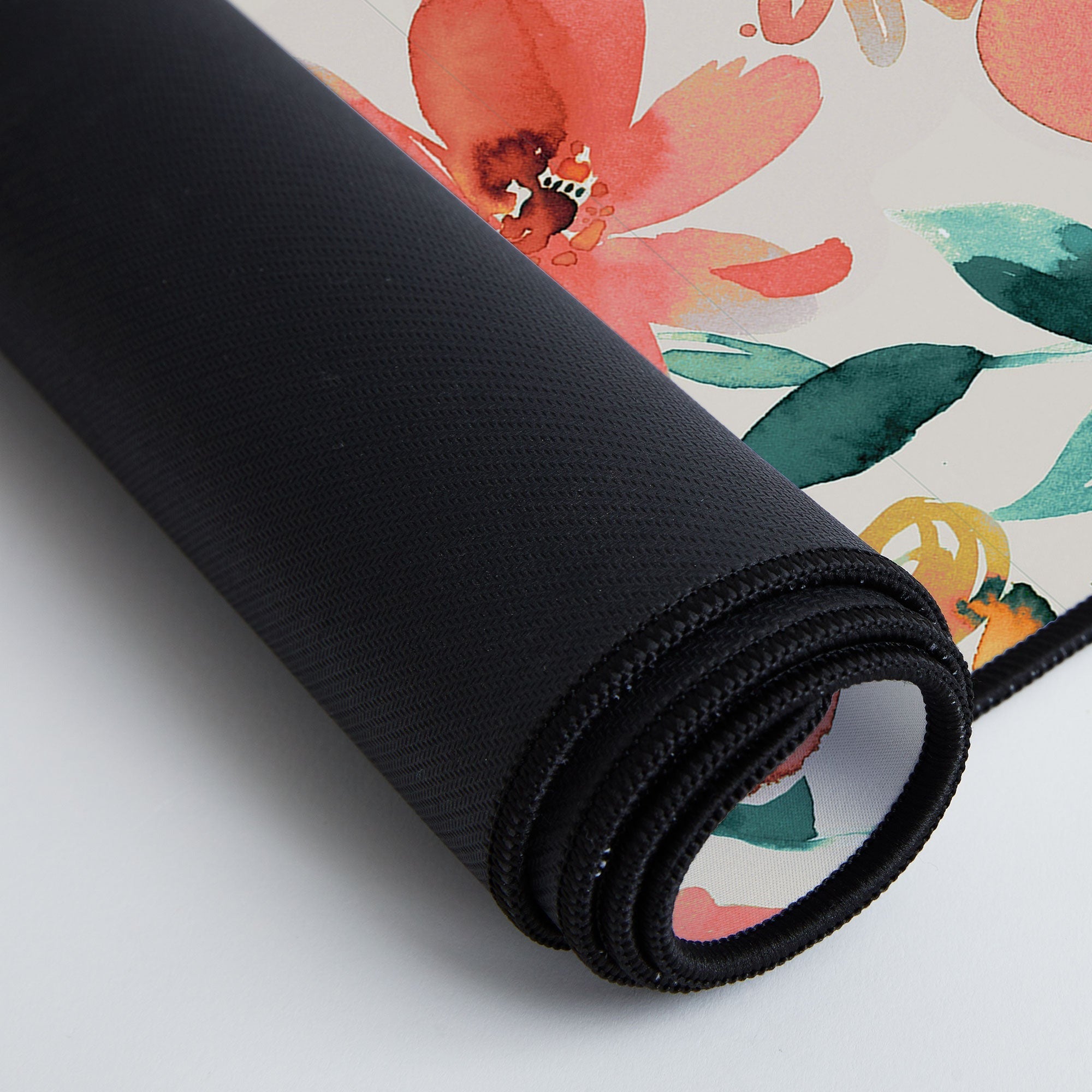 Ninola Design Botanic Retreat Tropical Whimsical Flowers Coral Green Desk Mat