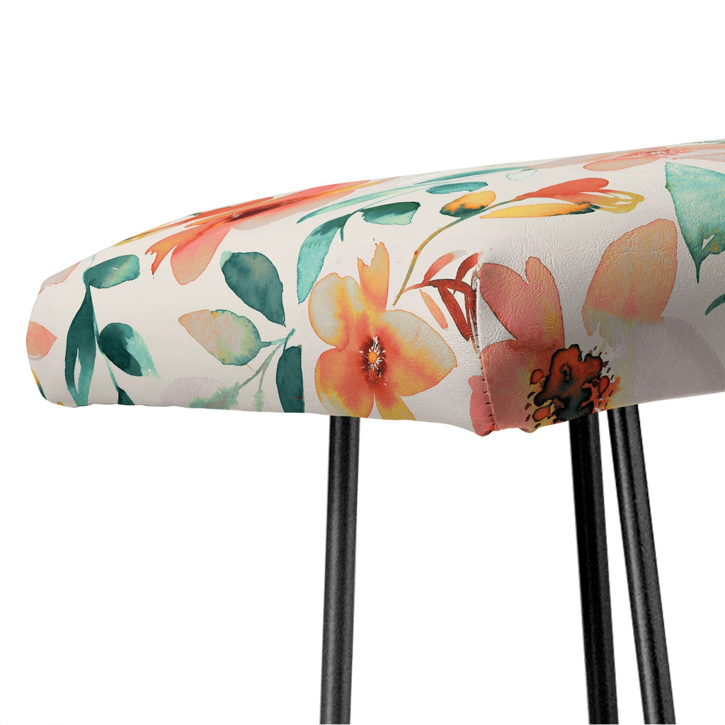 Ninola Design Botanic Retreat Tropical Whimsical Flowers Coral Green Bench