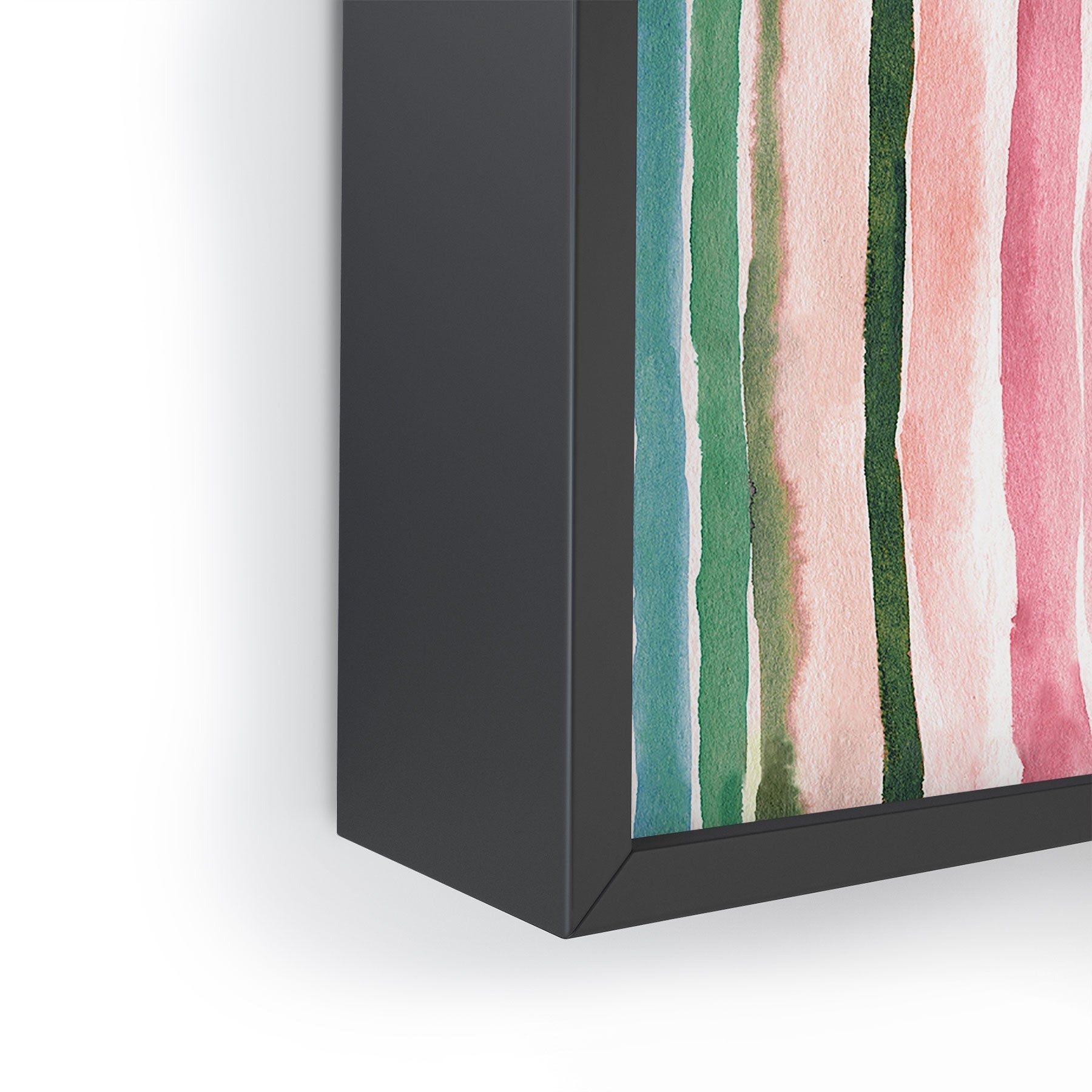 Ninola Design Botanic Retreat Watercolor Stripes Green Orange Red Framed Mini Art Print