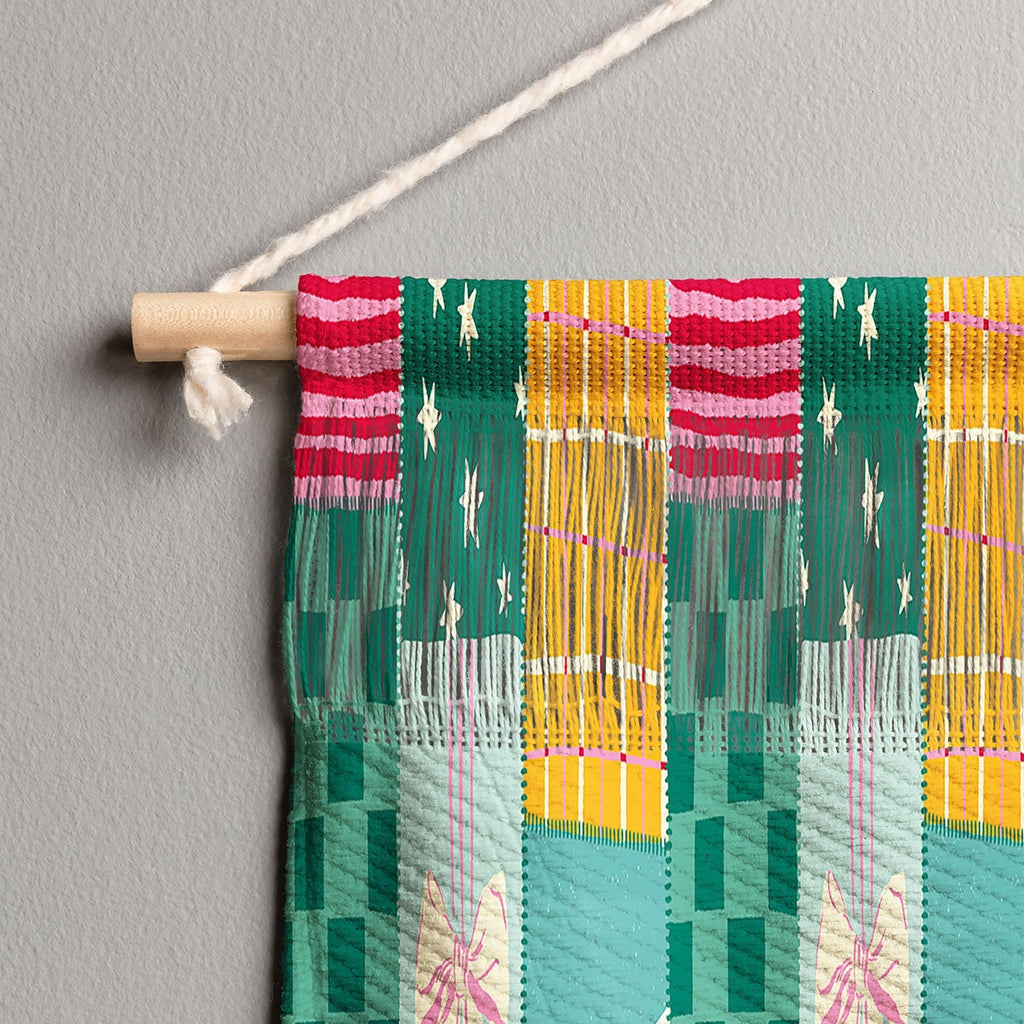 LouBruzzoni Cozy Christmas Patchwork Wall Hanging Landscape