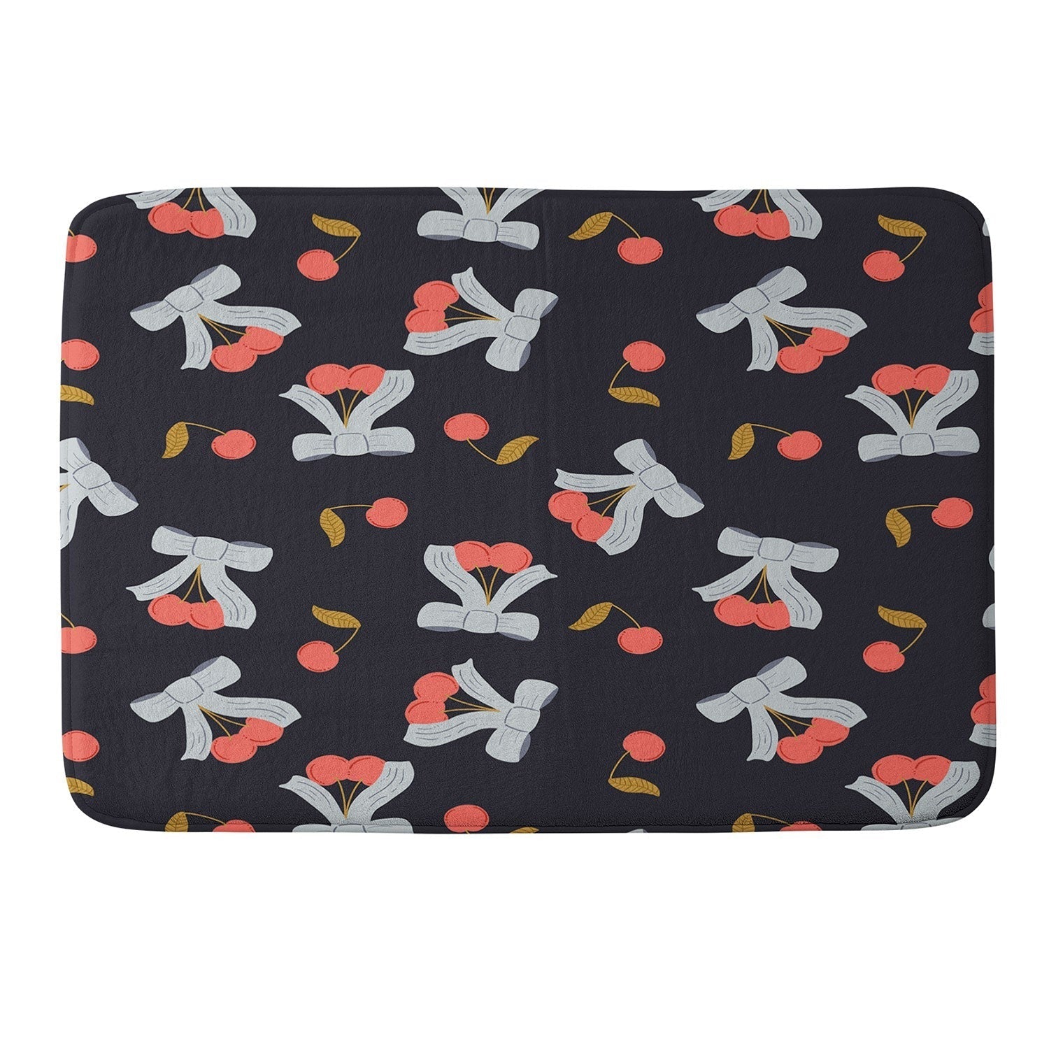 Jennifer Labre Cherries and Bows Memory Foam Bath Mat